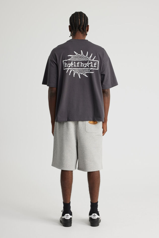 Half Half Regular Track Short, HH GREY MARLE/TURBULENT