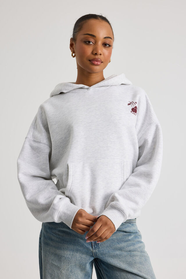 Harley Slouchy Hoodie, SILVER MARLE/SAKURA KYOTO