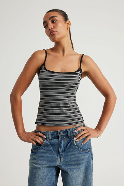 Kiki Cami, BLACK MARLE STRIPE
