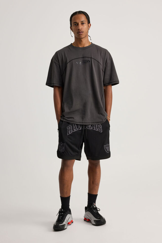 Nfl Basketball Short, LCN NFL BLACK/RAIDERS NEW STEALTH COLLEGIATE