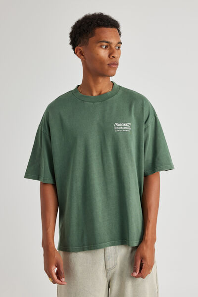 Half Half Heavyweight Box Fit Graphic Tshirt, HH WASHED SMOKEY PINE/SERVICES AND REPAIRS