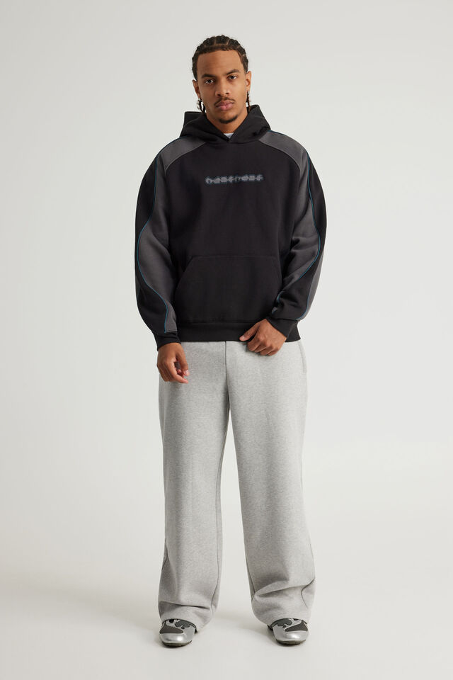 Half Half Hoodie, HH BLACK/SLATE PANEL