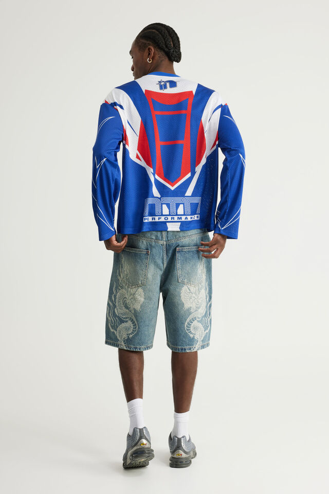 Notion Relaxed Baggy Denim Short, GRUNGEY BLUE