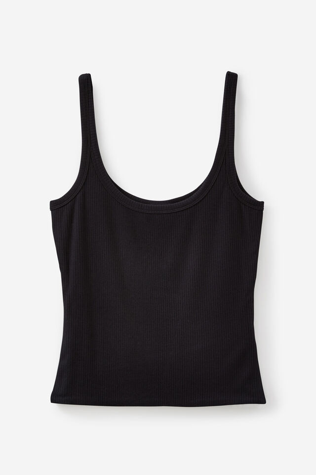 Authentics Scoop Neck Tank, BLACK