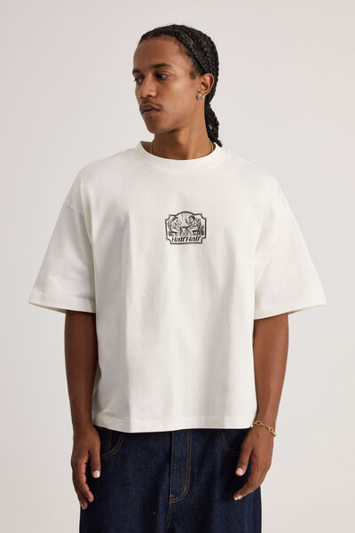 Half Half Boxy Cropped Graphic Tshirt, HH CLOUD/HALF HALF CHERUBS