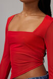 Ally Mesh Square Neck Long Sleeve, SCARLET RED - alternate image 4