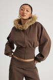 Notion Corset Zip Through Hoodie, NTN MUD/FAUX FUR - alternate image 1