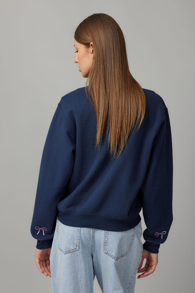 Graphic Crew Sweater, NAVY BLAZER/BOW