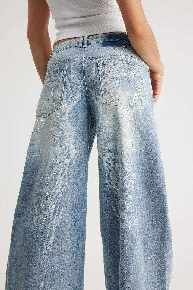 Mega Baggy Jean, CHARISMA BLUE/SKULL ANGEL WINGS