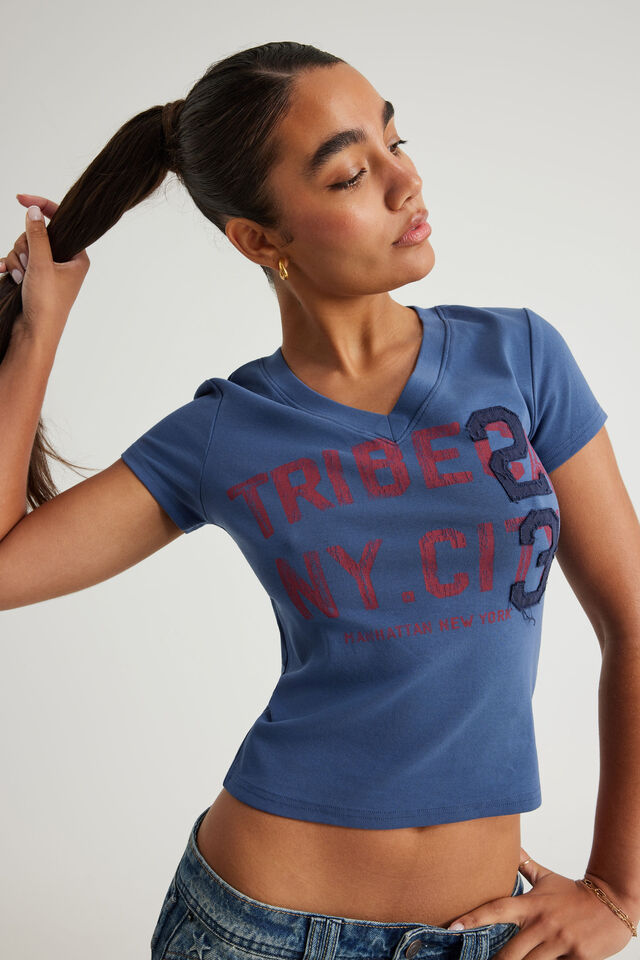 Fitted Graphic Tee, BLUE AURA/TRIBECA