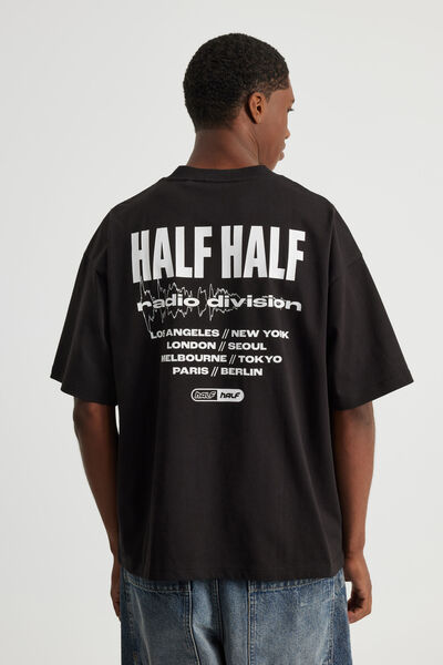Half Half Heavyweight Box Fit Graphic Tshirt, HH BLACK/HALF HALF RADIO DIVISION
