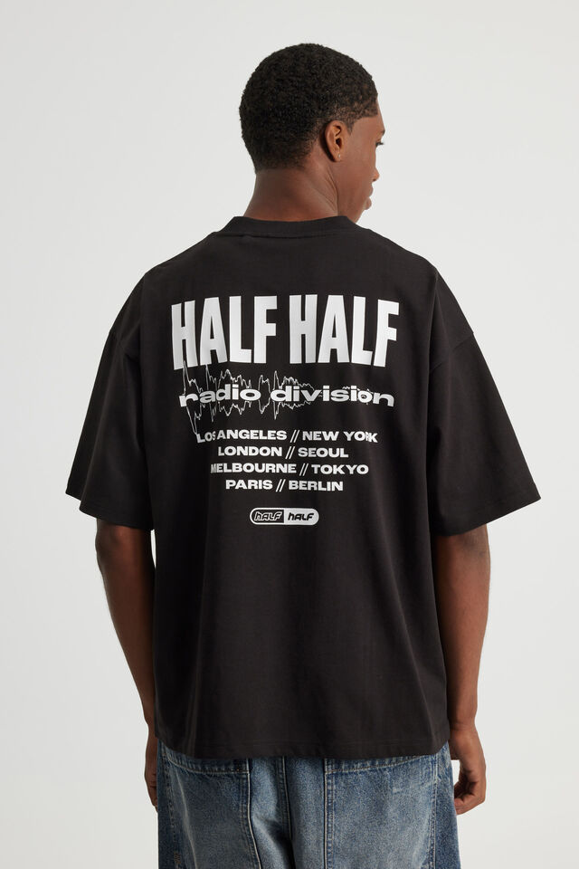 Half Half Heavyweight Box Fit Graphic Tshirt, HH BLACK/HALF HALF RADIO DIVISION