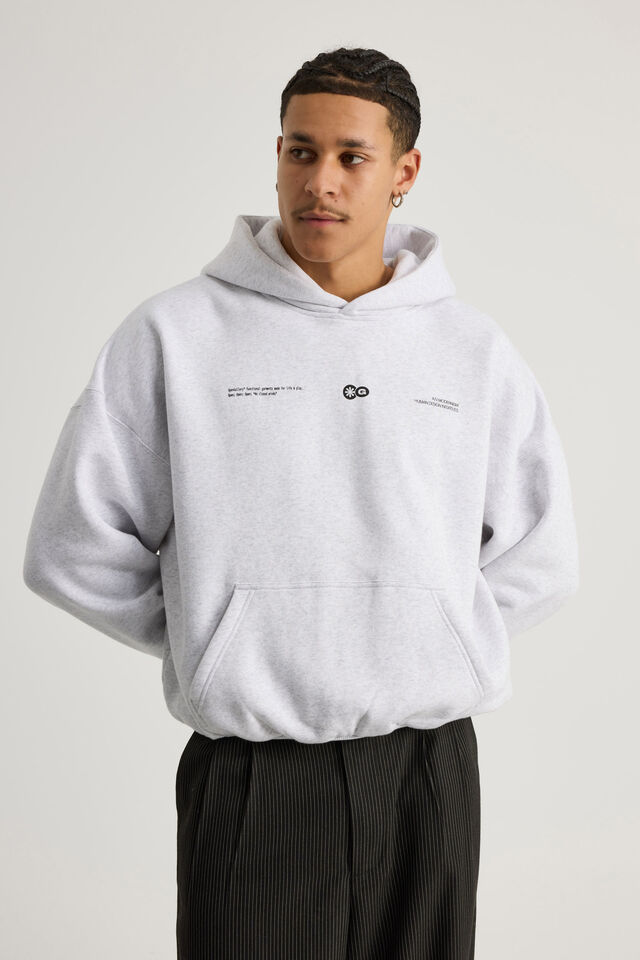Open Gallery Hoodie, OG SILVER MARLE/OPEN GALLERY MOTIFS