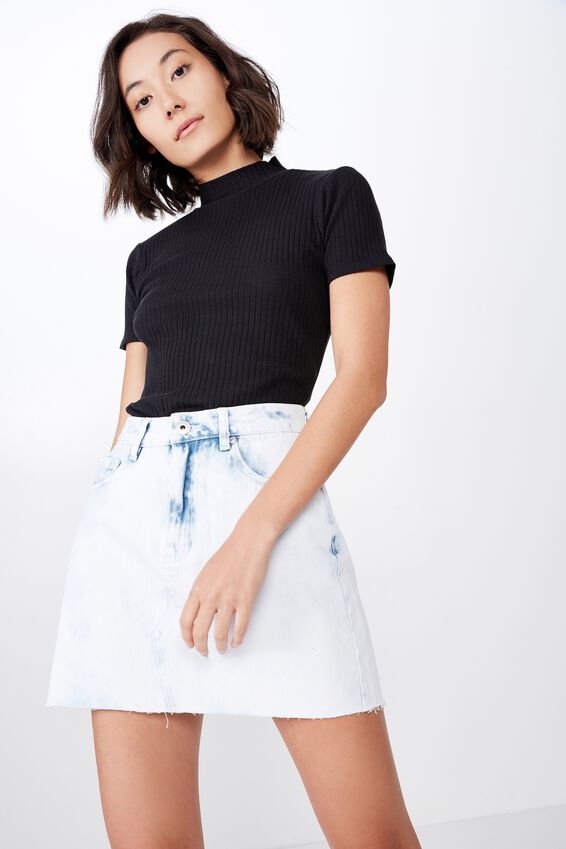 Classic Denim Skirt, ACID WASH