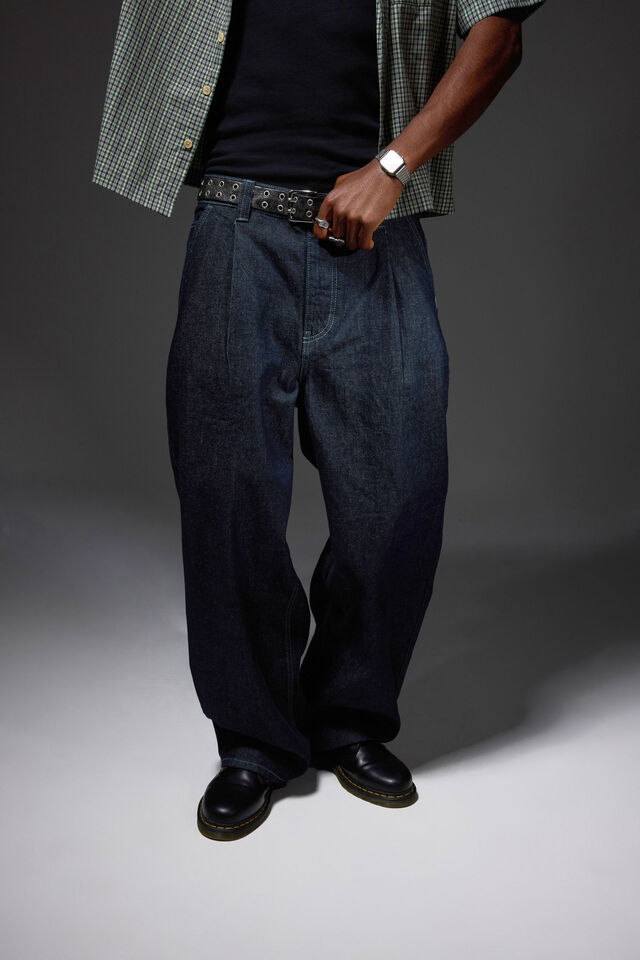 Half Half El Grande Baggy Jean, PLEATED DARK RAW