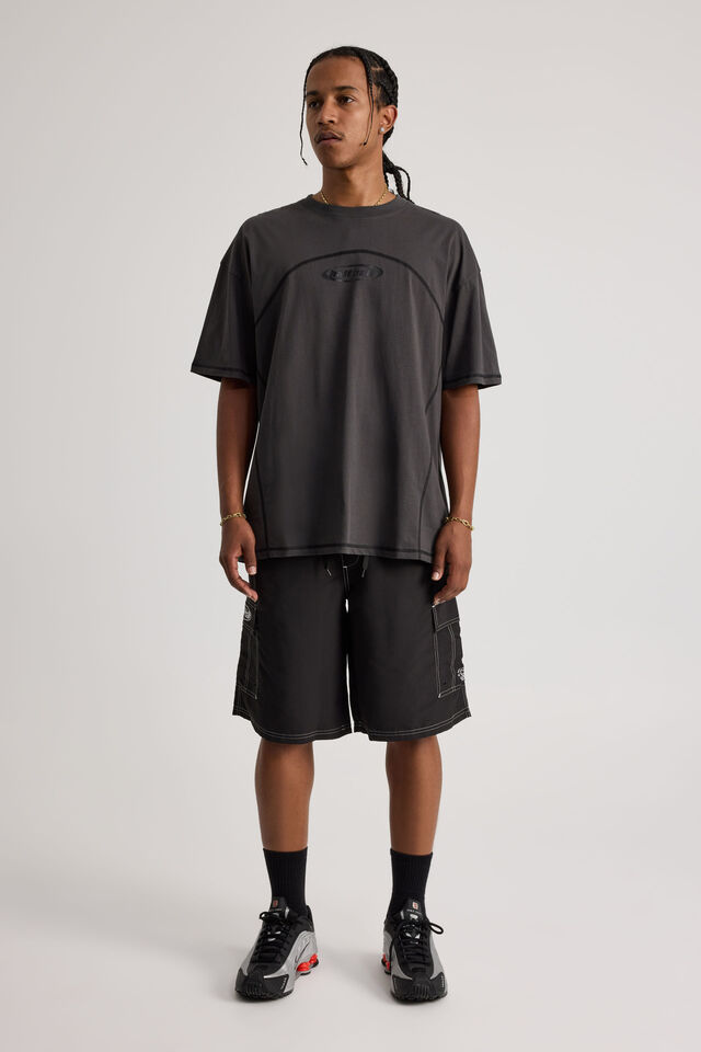 Half Half Cargo Boardshort, BLACK