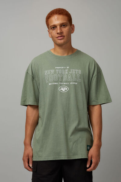 Oversized Nfl T Shirt, LCN NFL WASHED DUSTY KHAKI/NY JETS PROPERTY