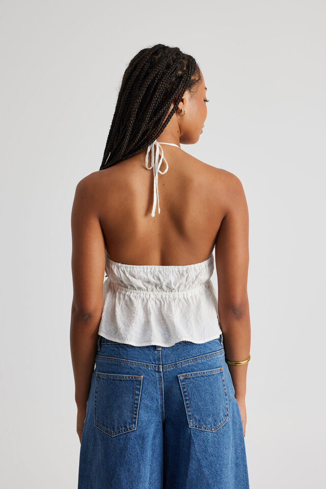 Bronte Tie Front Halter, WHITE