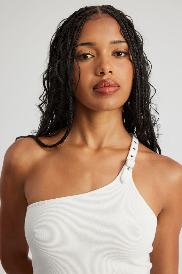One Shoulder Buckle Top, CLOUD
