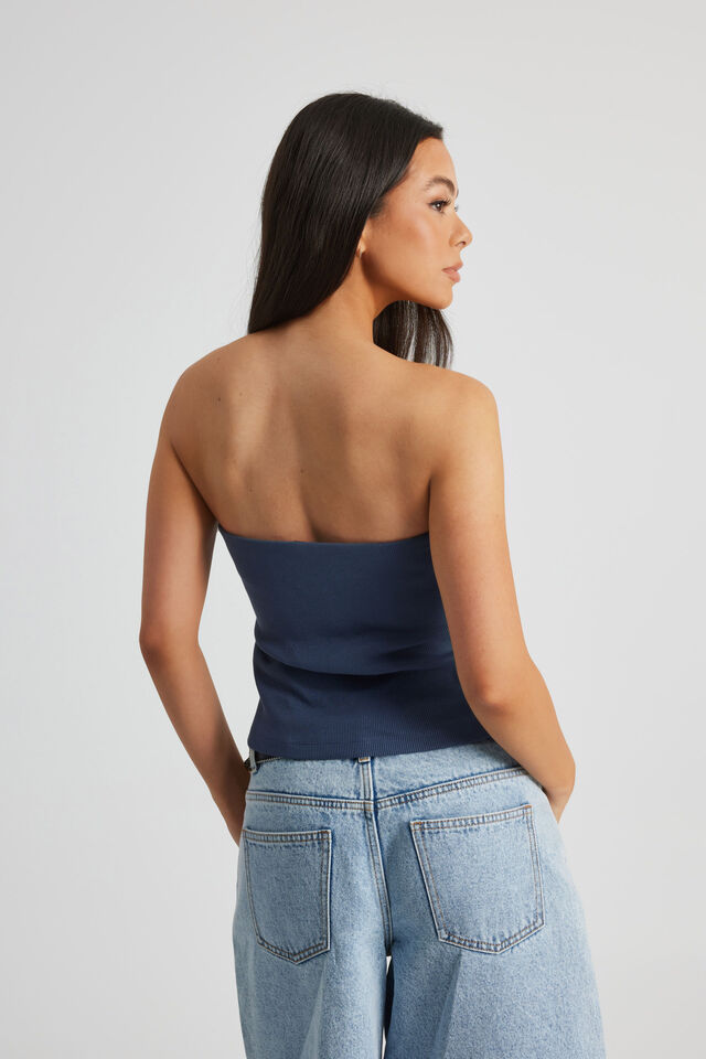 Longline Graphic Bandeau, WORN BLUE/HEART