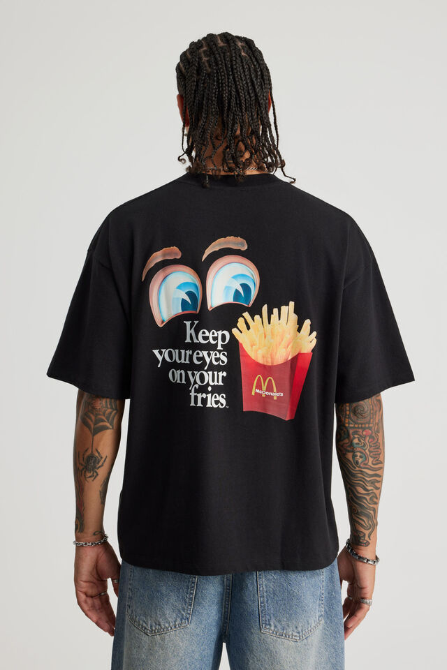 Mcdonalds Box Fit Tshirt, LCN MCD BLACK/EYES ON FRIES
