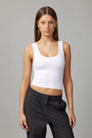 Lottie Scoop Neck Tank, WHITE - alternate image 1