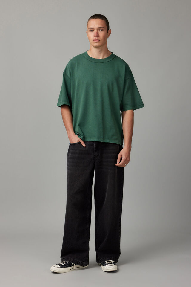 Boxy Cropped Tshirt, WASHED GREEN