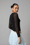 Sheer Long Sleeve Top, BLACK MESH - alternate image 3