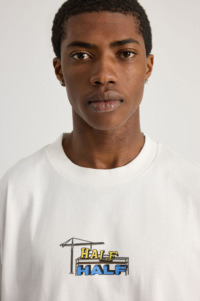 Half Half Heavyweight Box Fit Graphic Tshirt, HH CLOUD/HAMMER TIME