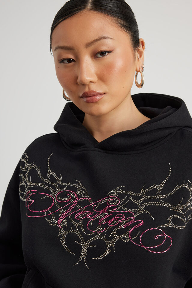 Notion Boxy Hoodie, NTN BLACK/RHINESTONE CYBER