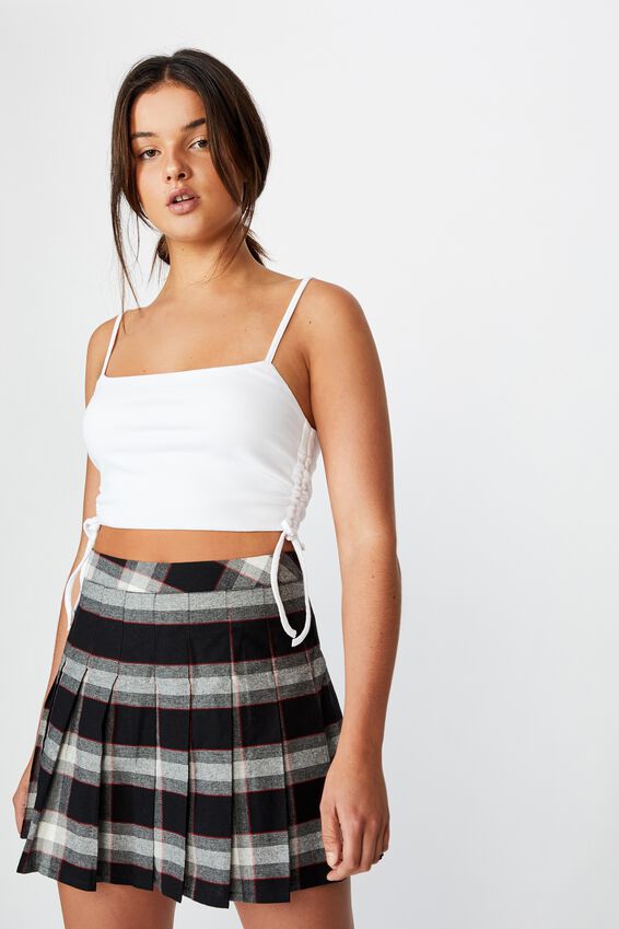 Pleated Skirt, TIANA CREAM CHECK