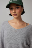 Charlie V Neck Knit Jumper, GREY MARLE - alternate image 5