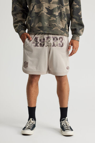 Nfl Basketball Short, LCN NFL BEIGE CAMO/SAN FRANCISCO 49ERS