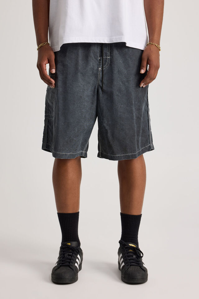 Half Half Throwback Boardshort, WASHED STEEL
