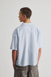 Boxy Cropped Short Sleeve Shirt, TONAL BLUE OXFORD STRIPE - alternate image 3