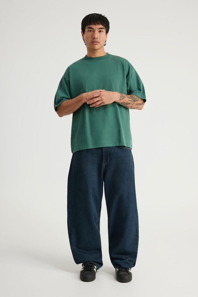 Authentics Heavy Weight Box Fit Tshirt, EVERGREEN