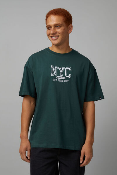 Oversized Graphic T Shirt, IVY GREEN/NYC EMB