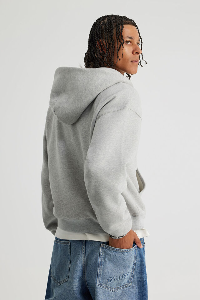 Authentics Boxy Zip Thru Hoodie, GREY MARLE