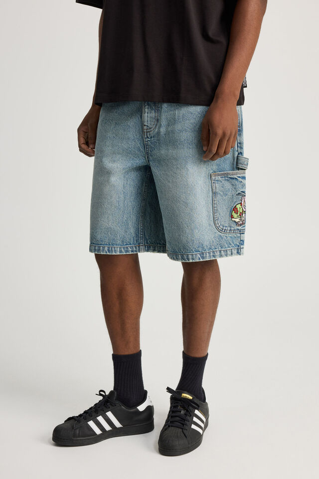 Cartoon Network X Half Half Baggy Painter Short, LCN WB NIAGARA BLUE/CARTOON NETWORK CASH
