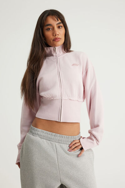 Funnel Neck Zip Through, OG WASHED PINK DUST/ OG SPORT