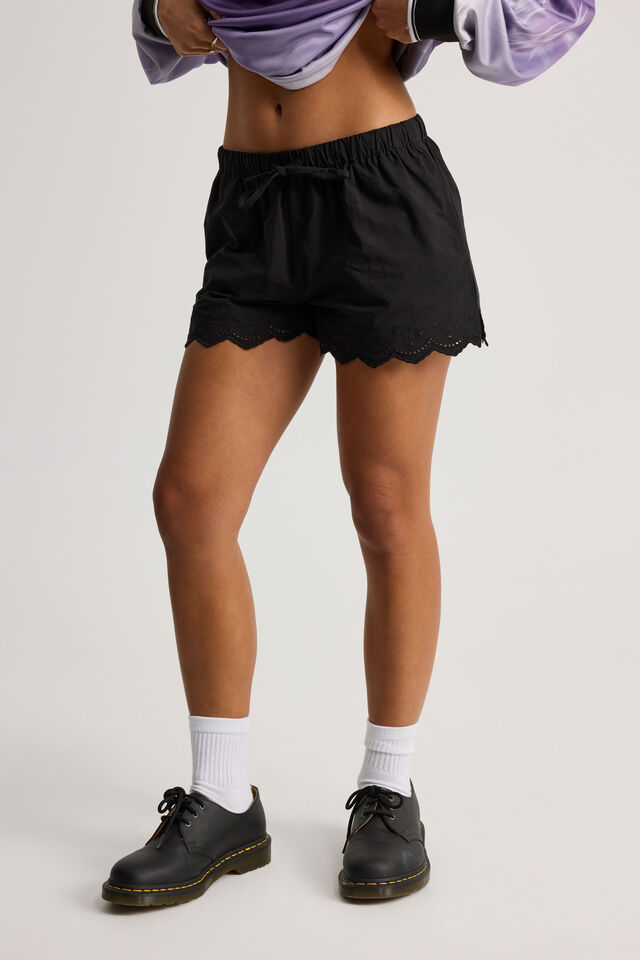 Bridget Broderie Short, BLACK