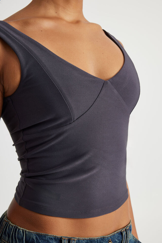 Sienna Low Back Tank, IRON GREY