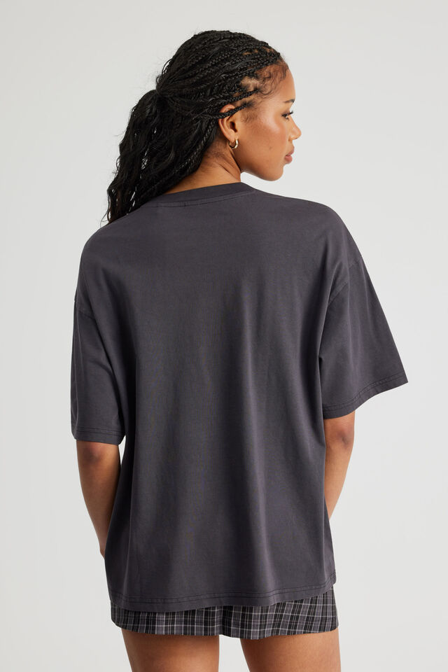 Oversized Graphic Tee, WASHED BLACK/ANGELIC
