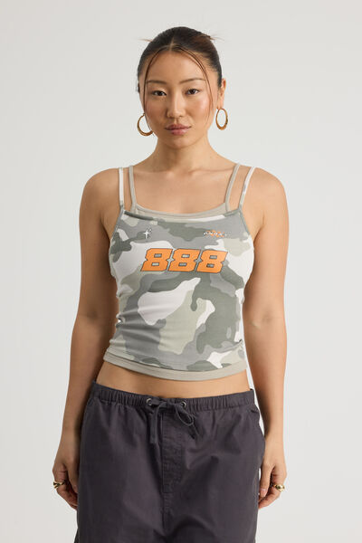 Layered Graphic Cami, WASHED CAMO/ANGEL 888