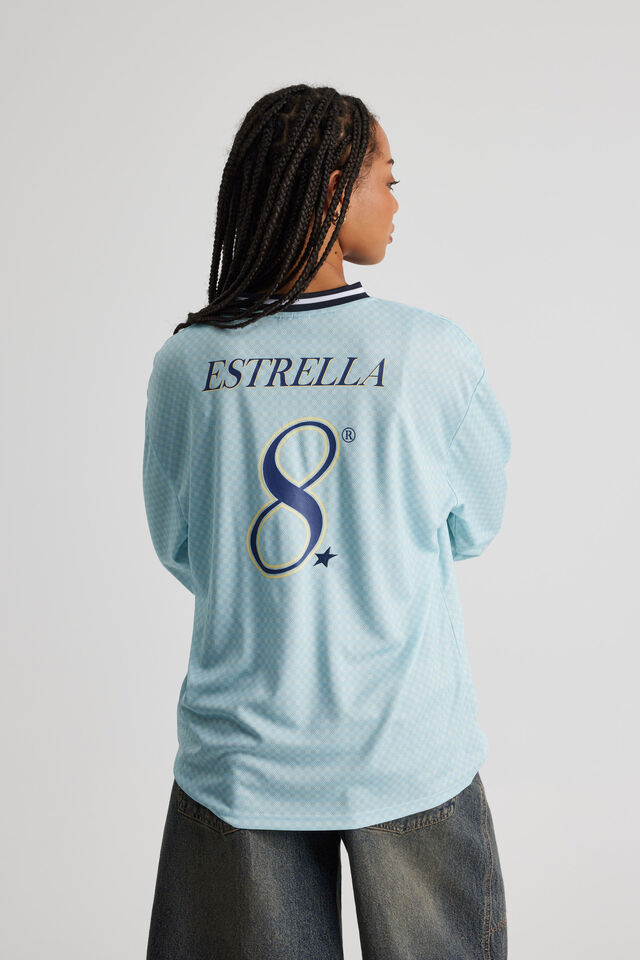 Long Sleeve Sports Jersey Top, AQUA MARINE/ESTRELLA