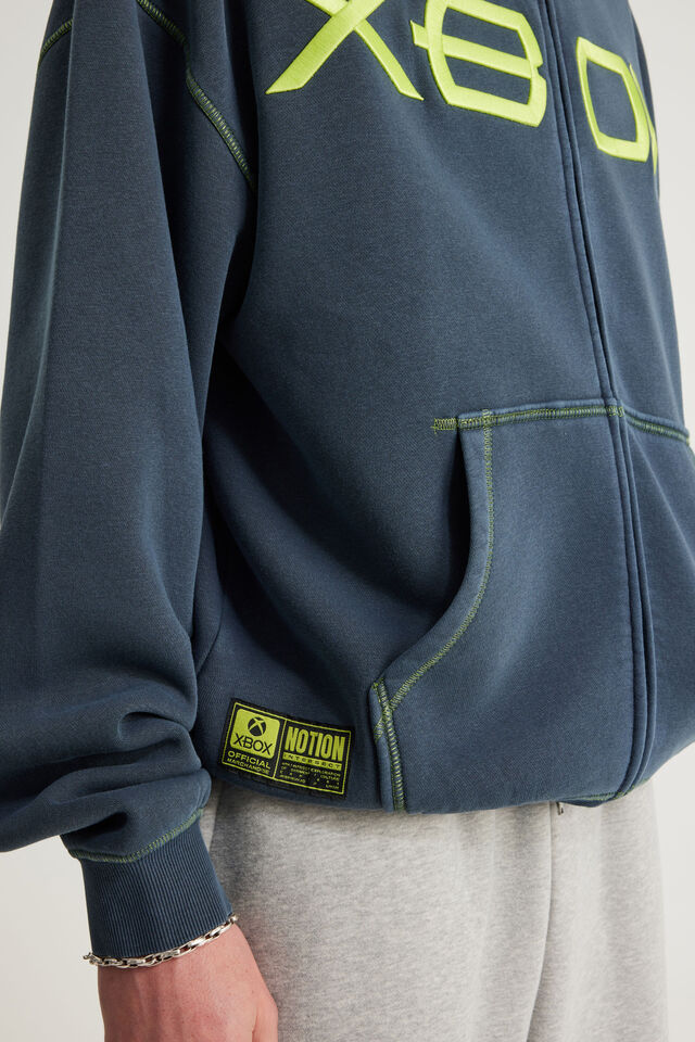 Notion X Xbox Zip Through Hoodie, LCN MXB WASHED NAVY BLAZER/XBOX