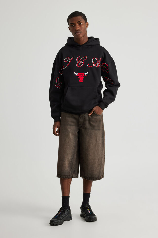 Nba Hoodie, LCN NBA BLACK/BULLS CURSIVE SCRIPT