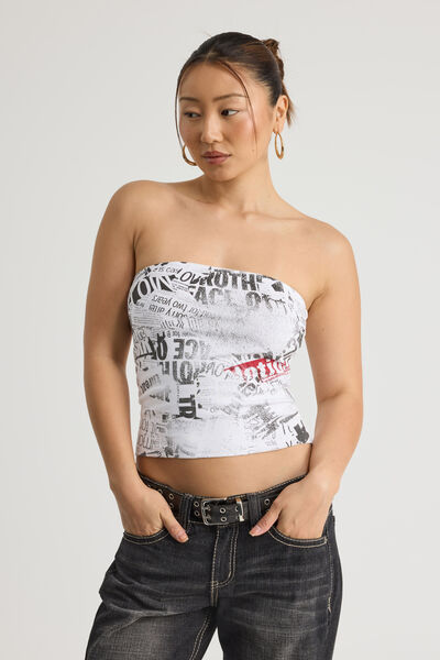 Graphic Bandeau, WHITE/NEWSPAPER