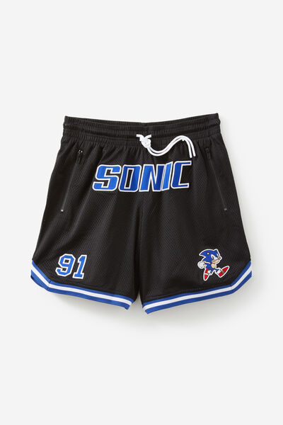 Sonic X Half Half Basketball Short, LCN SEG BLACK/SONIC CLASSIC