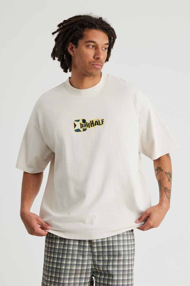 Half Half Heavyweight Box Fit Graphic Tshirt, HH PUMICE/SMASH N GRAB